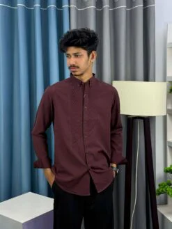 Alternative view of Tuxedo Shirt - Maroon(TS-3)