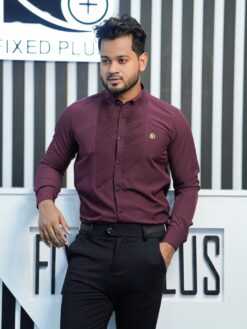 Alternative view of Tuxedo Shirt - Maroon(TS-3)