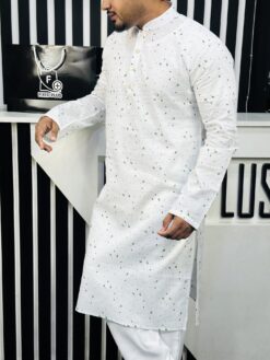 Alternative view of Cotton Printed Punjabi (Green Print) (CPP-2)