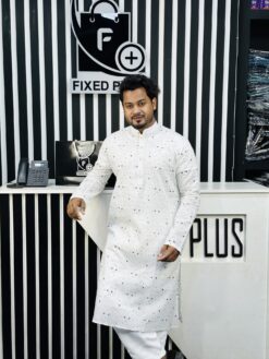 Alternative view of Cotton Printed Panjabi (Black Print) (CPP-1)