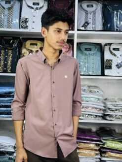 Formal Shirt Round Button (Coffee) - F8