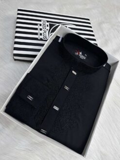 Alternative view of Embroidery Taharat Punjabi Black (ETP-103)