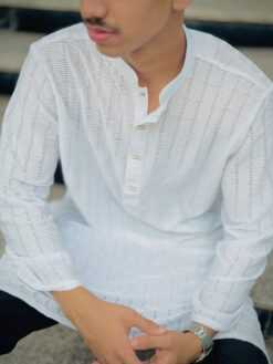 Cut Work Classic Panjabi white(CWCP-2)