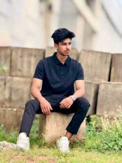 Alternative view of Imported China Polo Shirt Black (ICPT-5)