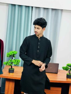 Alternative view of Premium Textured Panjabi(Black) (PTP-2)