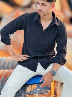 Alternative view of Textured Casual Shirt (Black) (TCS-2)