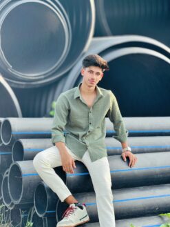 Textured Casual Shirt (Olive) (TCS-4)