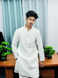 Premium Textured Panjabi(White) (PTP-5)