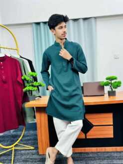 Alternative view of Premium Textured Panjabi(Dark Teal Grean) (PTP-1)