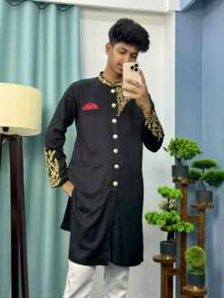 Sherwani Cutting Kurta – Classic Black (SCK-2)