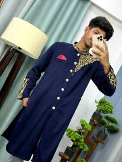 Alternative view of Sherwani Cutting Kurta – Royal Blue (SCK-1)