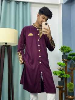 Sherwani Cutting Kurta – Wine Purple (SCK-3)