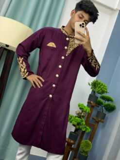 Alternative view of Sherwani Cutting Kurta – Wine Purple (SCK-3)