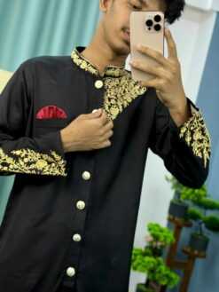 Alternative view of Sherwani Cutting Kurta – Classic Black (SCK-2)