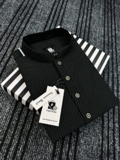 Alternative view of Premium Wave-Texture Black Panjabi (PWP-2)