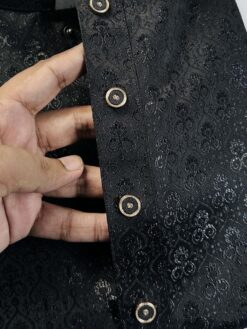 Alternative view of Noir Classic Black Katan Panjabi (RKP-4)