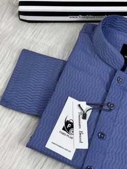 Alternative view of Premium Wave-Texture Sky Blue Panjabi (PWP-4)