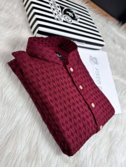 Alternative view of Royal Weave Panjabi – Maroon (RWP-3)