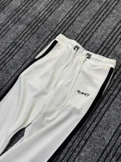 Alternative view of White Side-Stripe Baggy Pants (Black Stripes) (SSB-1)