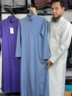 Alternative view of Classic Indonesian Thobe – Steel Blue (NIT-5)