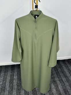Alternative view of Classic Indonesian Thobe – Olive Green (NIT-3)