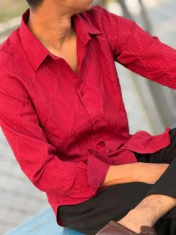 Alternative view of Urban Weave Classic Shirt – Maroon (UWS-5)