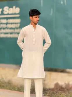 Alternative view of Royal Weave Panjabi – White (RWP-8)