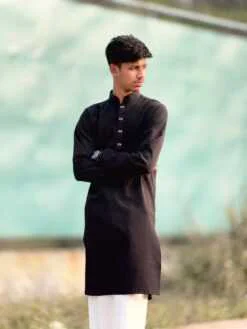 Alternative view of Royal Weave Panjabi – Black (RWP-9)