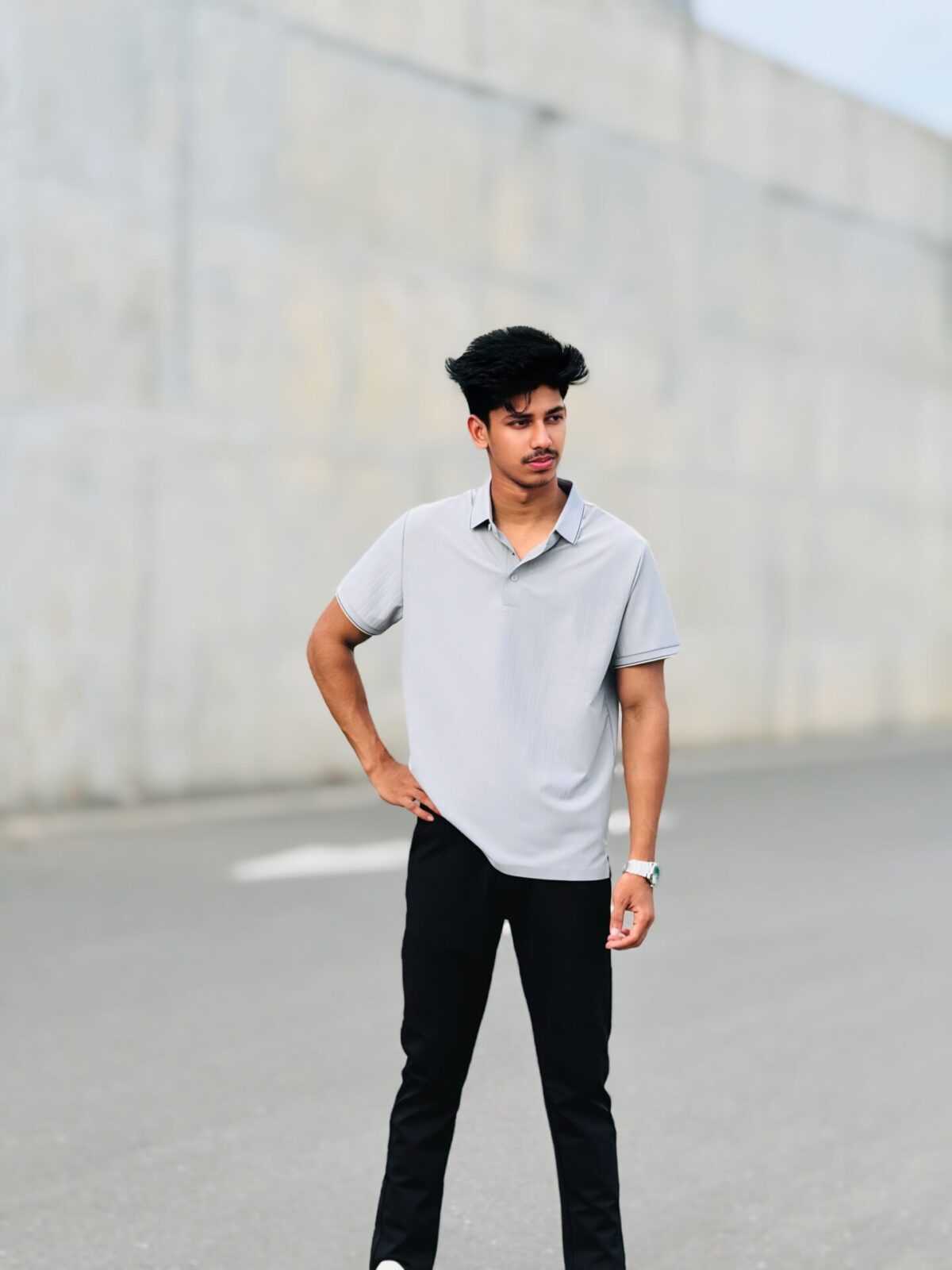 Imported China Polo Shirt (Premium Grey) (ICPT-11) - Image 3