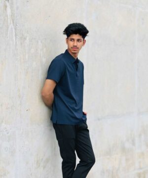 Alternative view of Imported China Polo Shirt (Navy Blue) (ICPT-7)