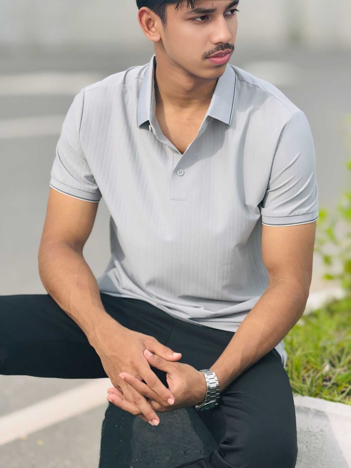 Imported China Polo Shirt (Premium Grey) (ICPT-11) - Image 2