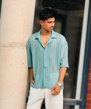 Alternative view of Cut Work Drop Shoulder Shirt (CDSS-2)