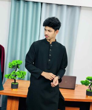 Alternative view of Premium Textured Panjabi(Black) (PTP-2)