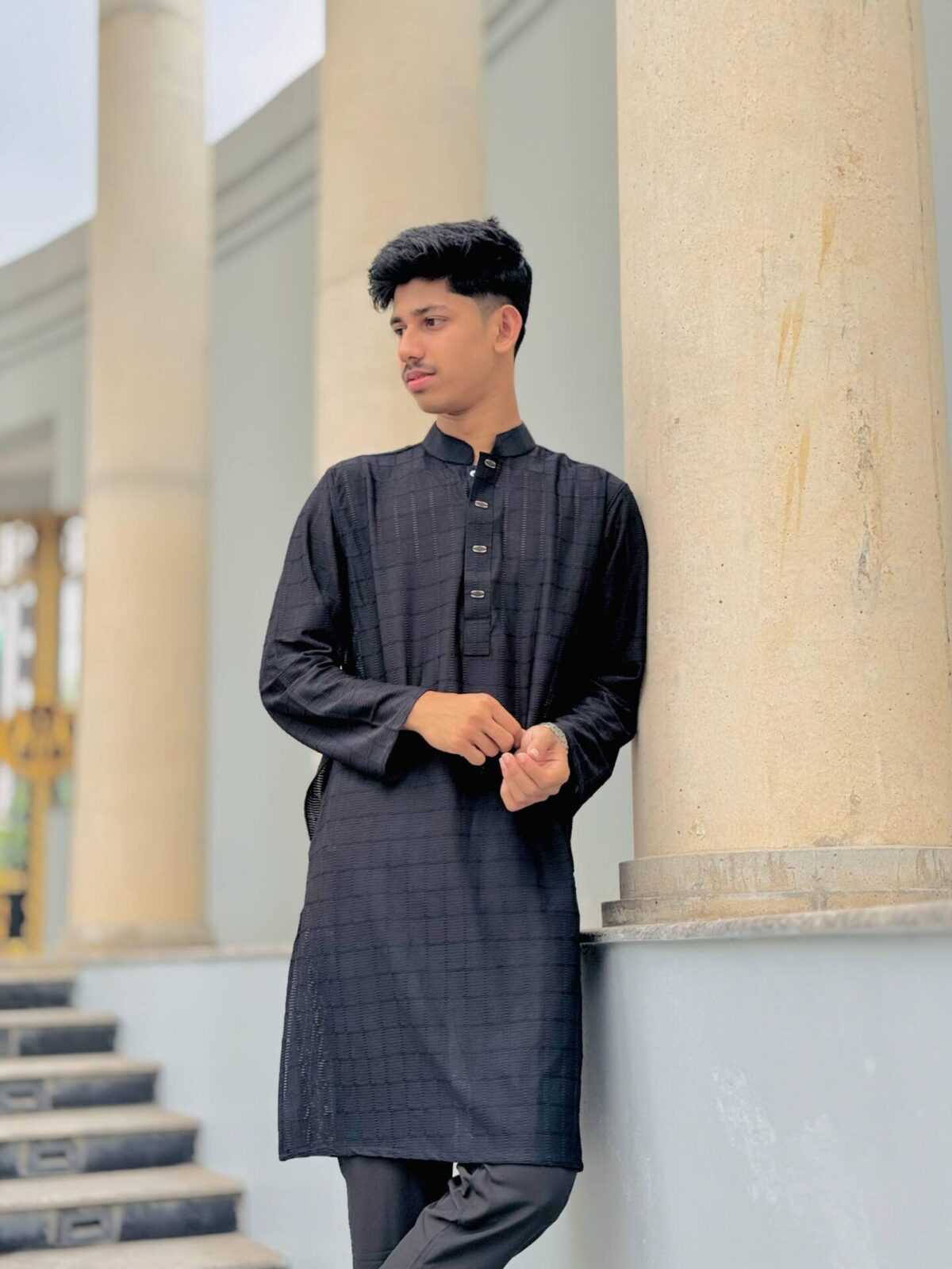 Cut Work Classic Panjabi Black(CWCP-3) - Image 3