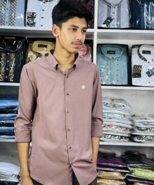 Formal Shirt Round Button (Coffee) - F8