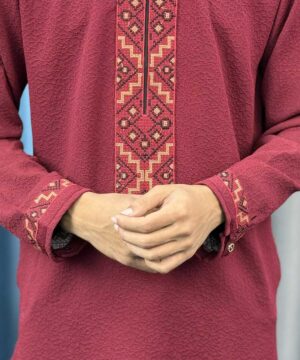 Alternative view of Round Neck China Popcorn Panjabi (RNP-2)