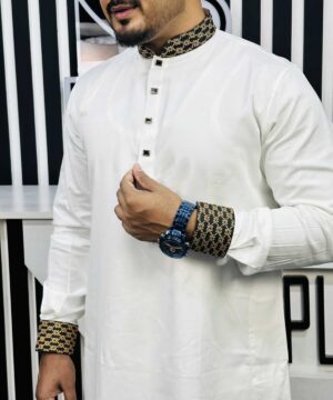 Embroidery Cuff Collar White 1221