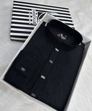 Alternative view of Embroidery Taharat Punjabi Black (ETP-103)