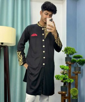 Sherwani Cutting Kurta – Classic Black (SCK-2)