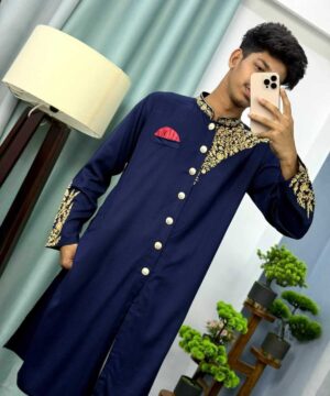 Alternative view of Sherwani Cutting Kurta – Royal Blue (SCK-1)
