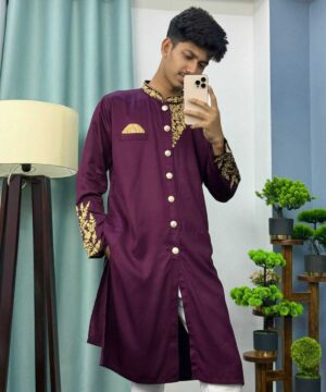 Sherwani Cutting Kurta – Wine Purple (SCK-3)