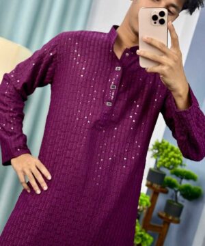 Alternative view of Sequence Panjabi Velvet Maroon (SP-6)