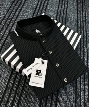 Alternative view of Premium Wave-Texture Black Panjabi (PWP-2)