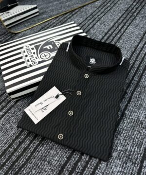Premium Wave-Texture Black Panjabi (PWP-2)