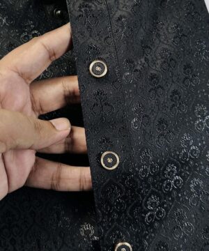 Alternative view of Noir Classic Black Katan Panjabi (RKP-4)