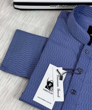 Alternative view of Premium Wave-Texture Sky Blue Panjabi (PWP-4)