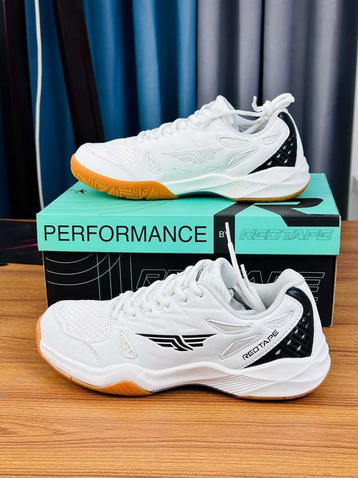 REDTAPE Court Strike Sneaker – White Black Gum Badminton Edition (RTD-3)