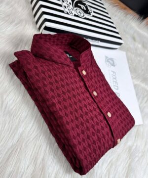 Alternative view of Royal Weave  Panjabi – Maroon  (RWP-3)
