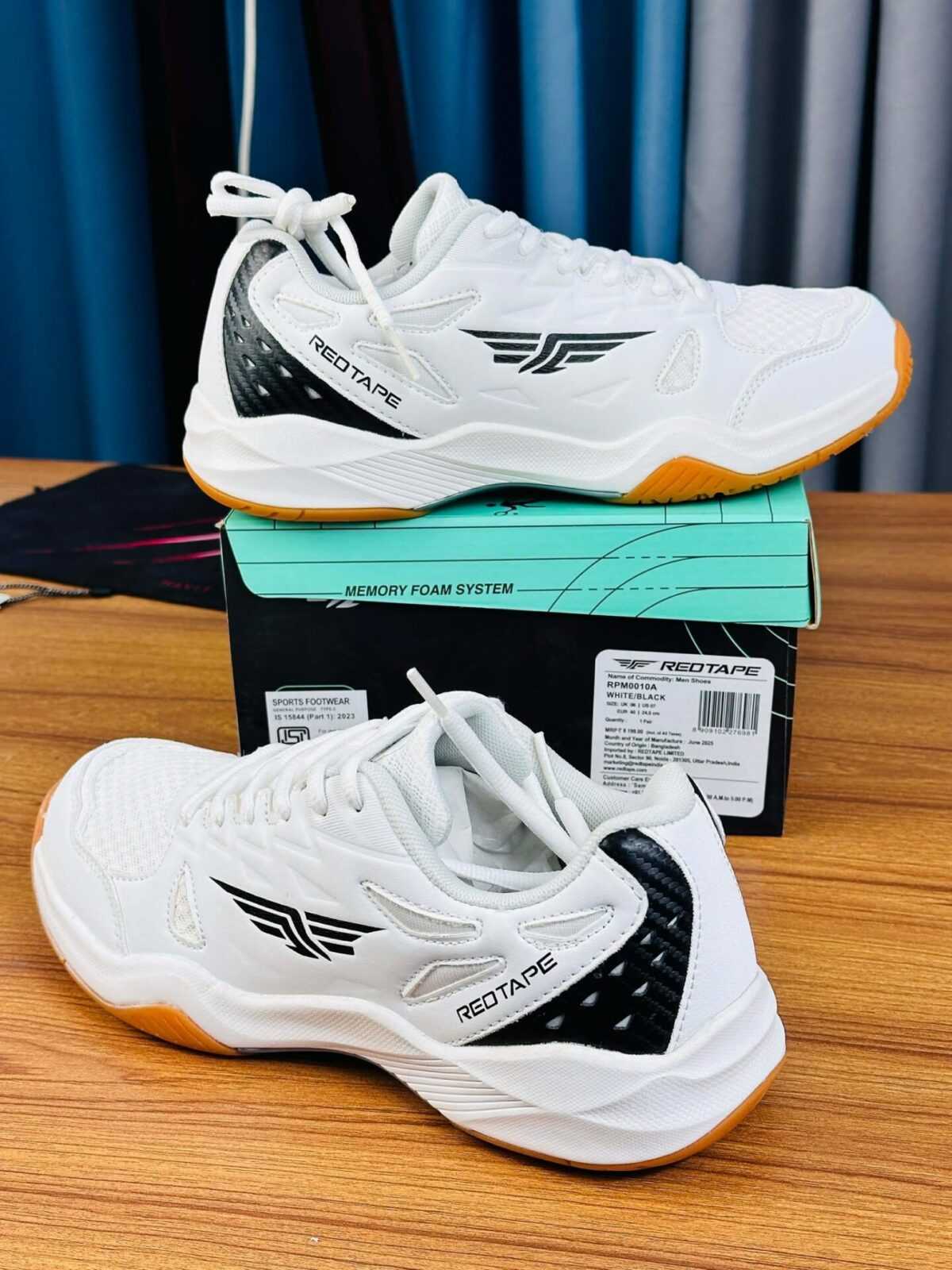 REDTAPE Court Strike Sneaker – White Black Gum Badminton Edition (RTD-3) - Image 2