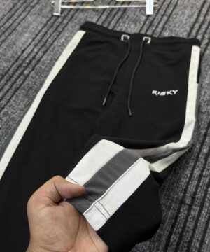 Alternative view of Black Side-Stripe Baggy Pants (SSB-2)